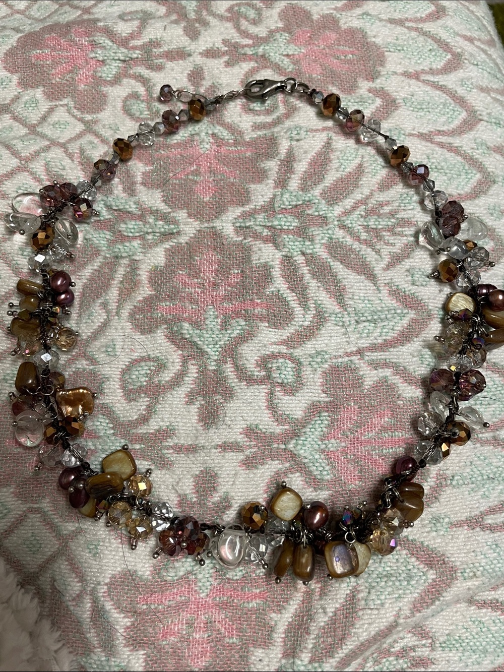 925 Sterling pearl, Swavorski Crystal, Beaded Women's Necklace